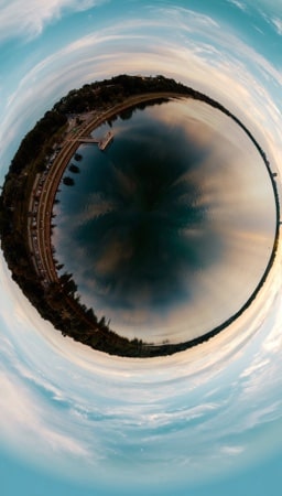 fisheye view of the sea